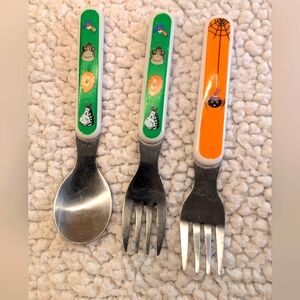 Kids Silverware Melamine Lion Elephant Monkey Zebra Jungle + Halloween Spider
